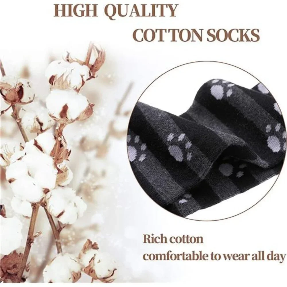 6 Pairs Kids Girls Knee High Socks Cartoon Animal Pattern Cotton Over Calf Socks